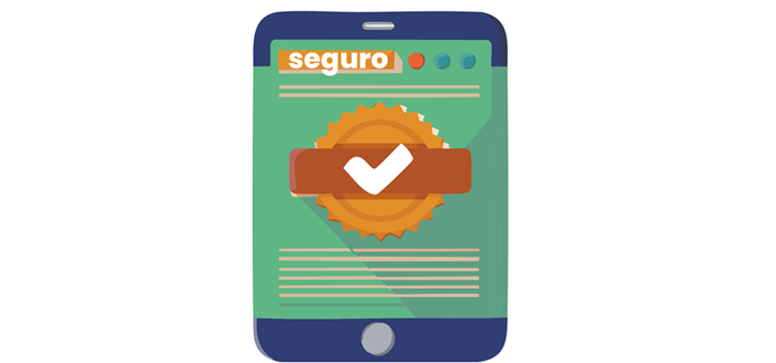 Celular com selo de site seguro